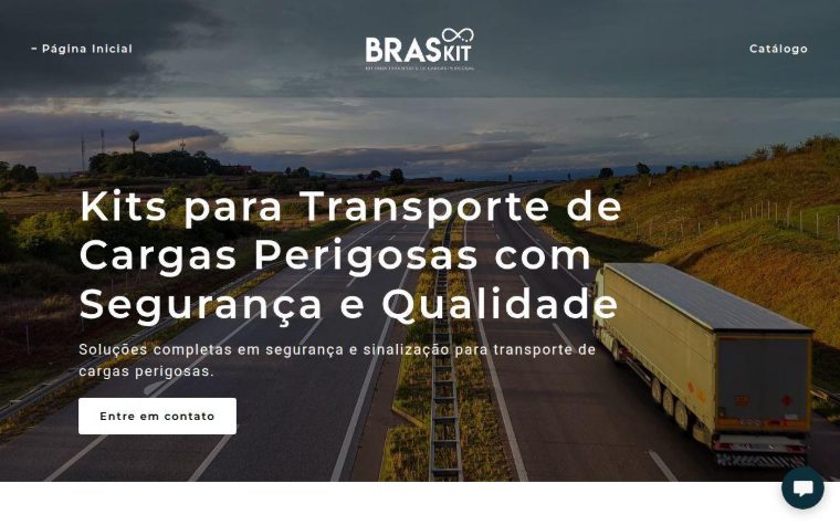 Página inicial do site da Braskit Cargas Perigosas
